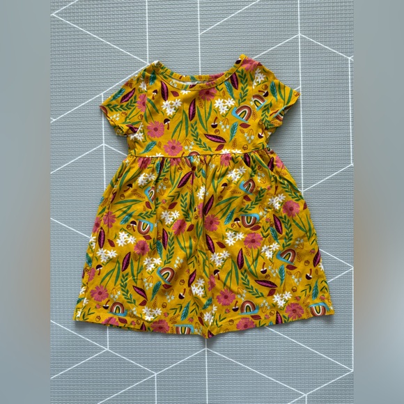 wonder nation Other - Wonder nation|Baby girl/toddler mustard yellow Floral play dress•Rainbow print